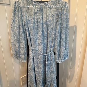 Ann Taylor Spring Blue Paisley Floral Dress sz S